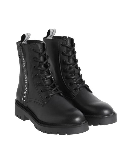 Calvin Klein Black Lace-Up Boots