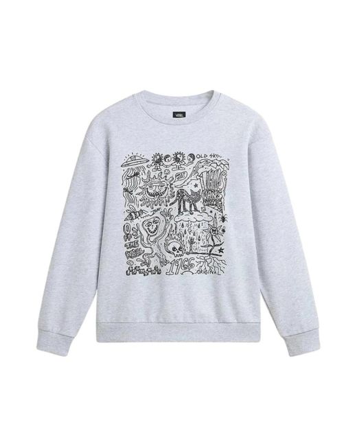 Vans Hoodies & Sweatvesten ,Grijs ,Doodle Crew Neck Sweatshirt in het White voor heren