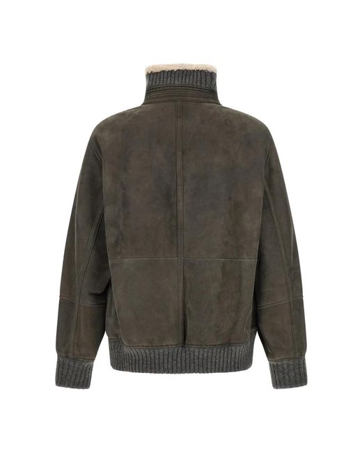 Brunello Cucinelli Gray Leather Jackets for men