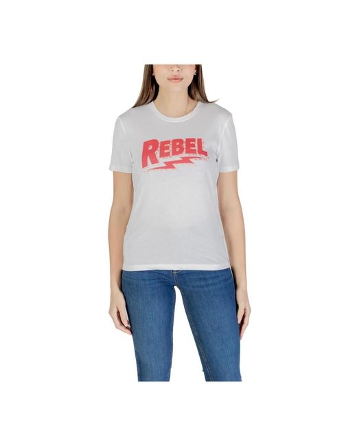 ONLY Blue Schickes Pinkes Grafik-T-Shirt Für Frauen