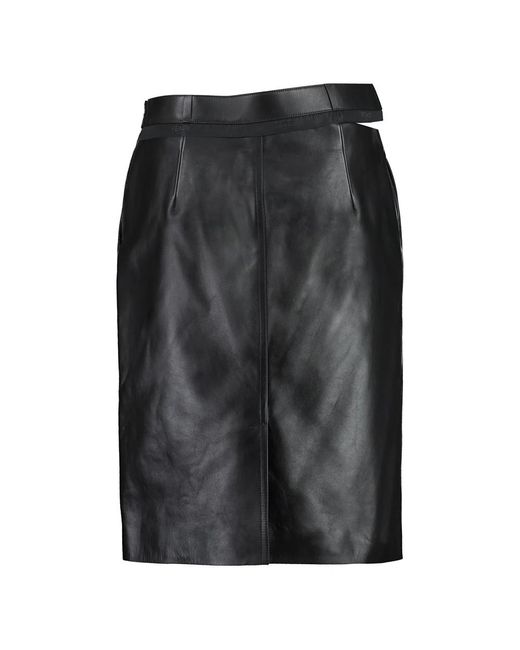 Fendi Rokken ,Zwart ,Leer Leren Rok Met Uitsnijding En Split in het Black