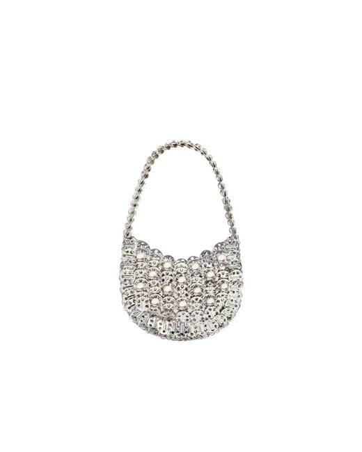 Rabanne Metallic Mondförmige tasche mit strass verziert