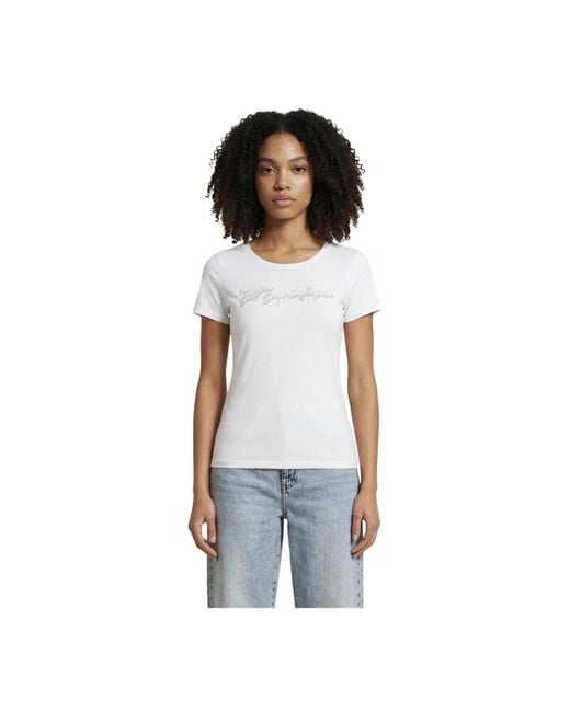 EA7 Gedruid T-Shirt Met Ronde Hals En Korte Mouwen in het White