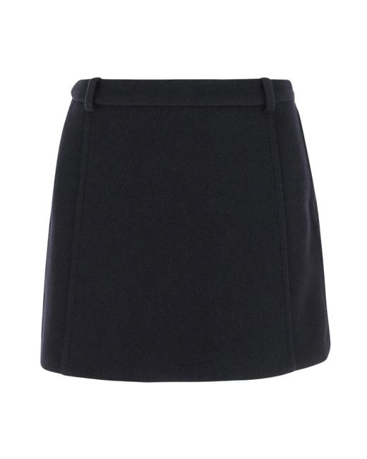 Jil Sander Black Schwarzer Wollrock Mit Seitlichem Reißverschluss