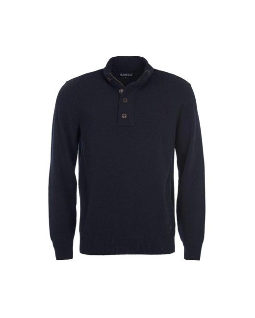 Barbour Blaue wollpullover ellenbogen patches in Blue für Herren