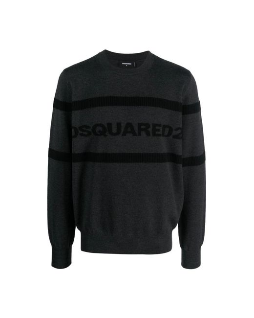 DSquared² Black Round-Neck Knitwear for men