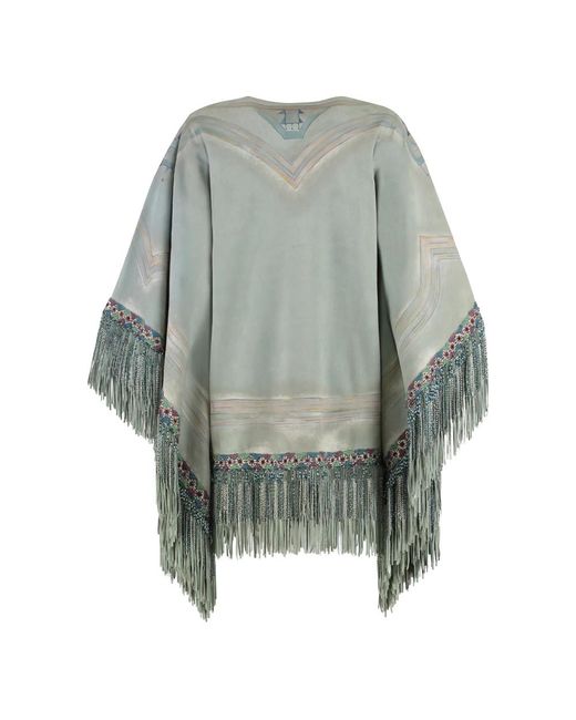 Etro Jassen ,Groen ,Katoen Frayed Hem Leren Capejas in het Gray