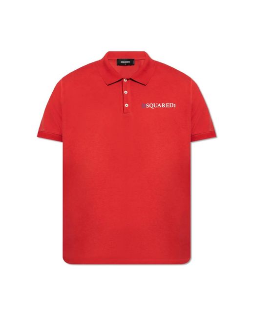 DSquared² Tops ,Rood ,Katoen Rode Tennis Fit Logo Polo Shirt in het Red voor heren