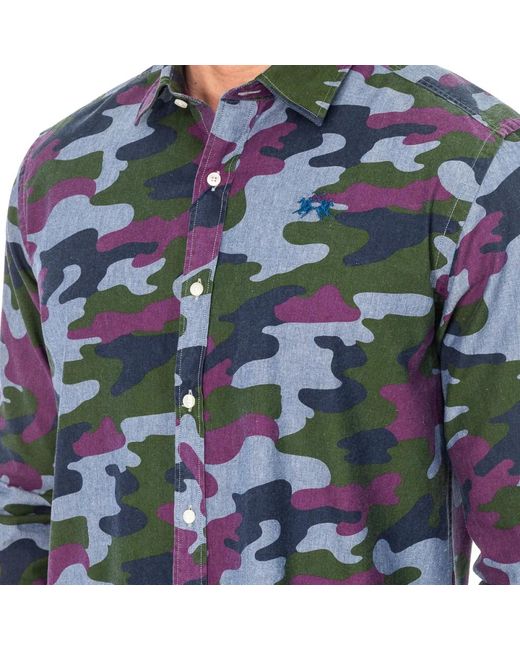 La Martina Blue Casual Shirts for men