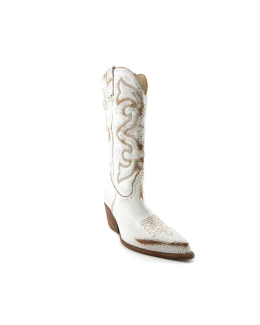 Elena Iachi White Cowboy & Biker Boots