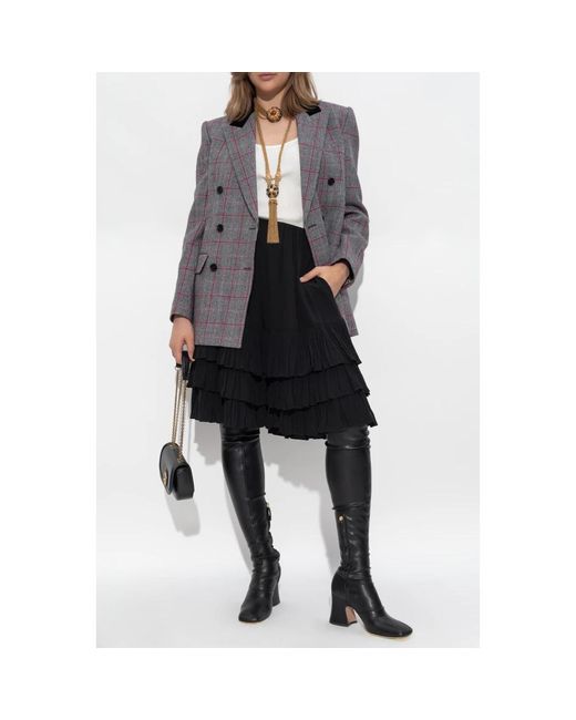 Chloé Jassen ,Grijs ,Wol Double-Breasted Blazer Met Een Ruitpatroon in het Gray
