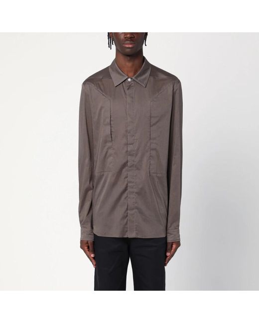 Rick Owens Brown Long-Sleeve Panelled Shirt for men