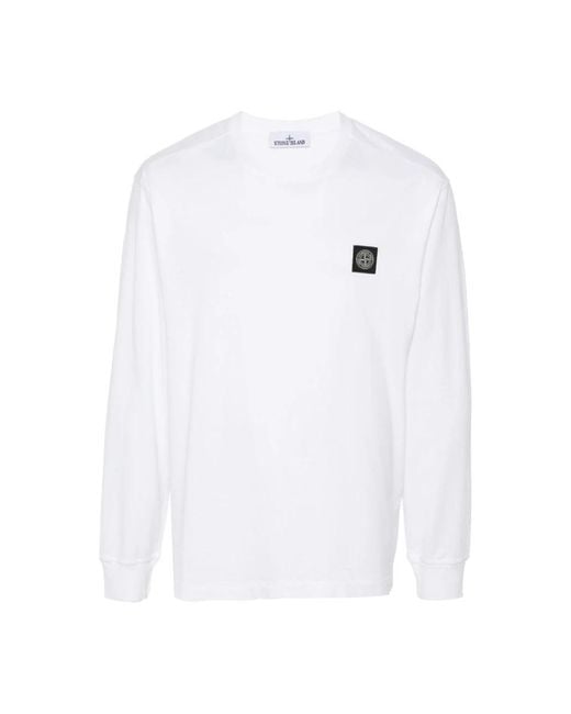 Stone Island White Round-Neck Knitwear for men