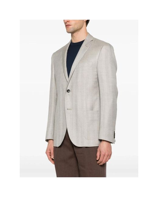 Corneliani Jassen ,Wol Luxe Wol Zijde Linnen Jas in het Gray voor heren