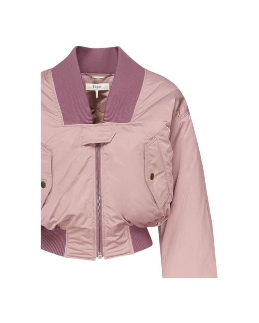 Chloé Roze Nylonjas Met Geribbelde Afwerking in het Pink