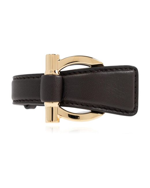 Ferragamo Accessoires ,Bruin ,Leer Leren Armband in het Black voor heren