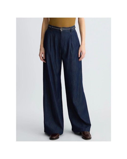 Liu Jo Blue Weite Bein Chambray Denim Hose