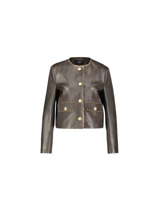 Arma Brown Vintage lederjacke mit knopfverschluss