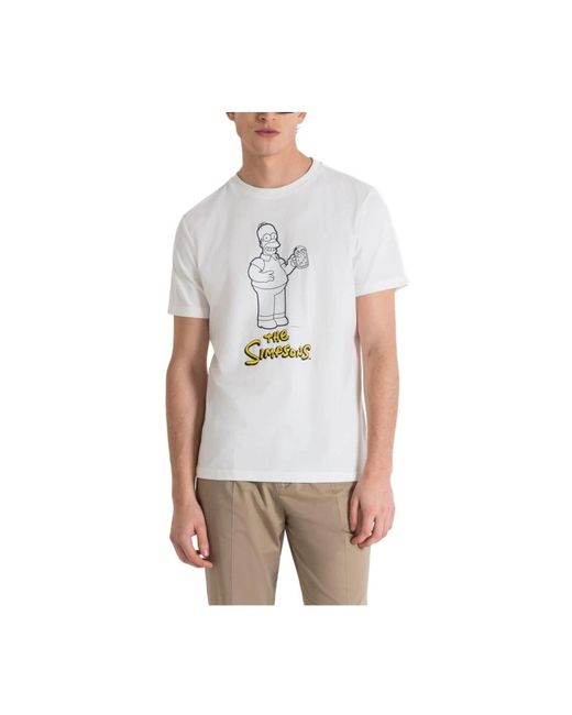 Antony Morato Tops ,Wit ,Katoen Regular Fit Seattle Homer T-Shirt in het Gray voor heren
