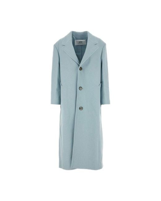AMI Blue Einreihiger Mantel Aus Wollmischung