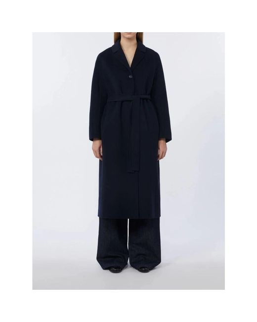 Max Mara Flared Wool Coat in het Blue