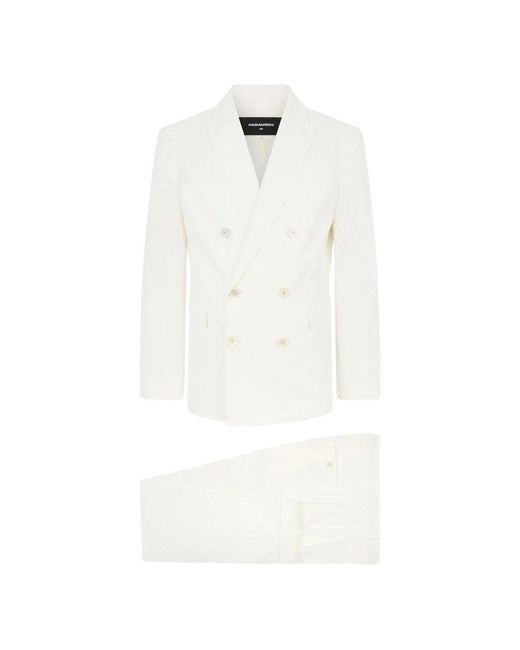 DSquared² White Double Breasted Suits for men