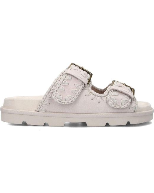 Mou White Niedrige Bio Sandalen 2Schnallen Monoch
