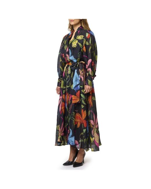 Lavi Black Langes Artemisia Kleid Mit Puffärmeln