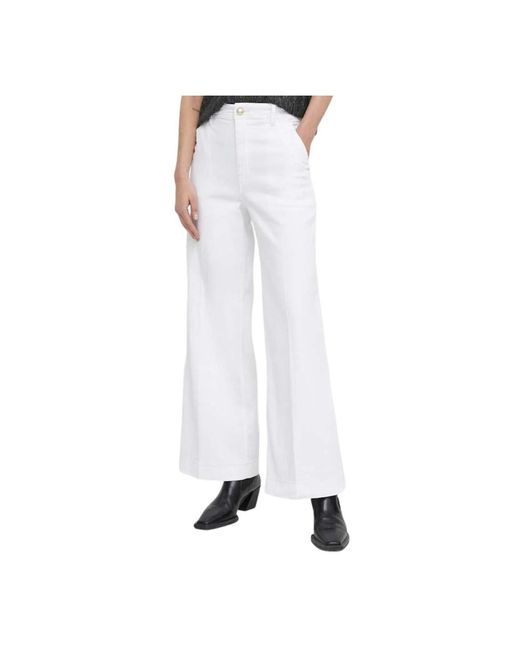 Pantalones anchos crop dakota alto Guess de color White