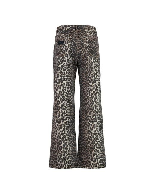 Leopard Print Straight-Leg Jeans, Mujer, Talla Ganni de color Gray
