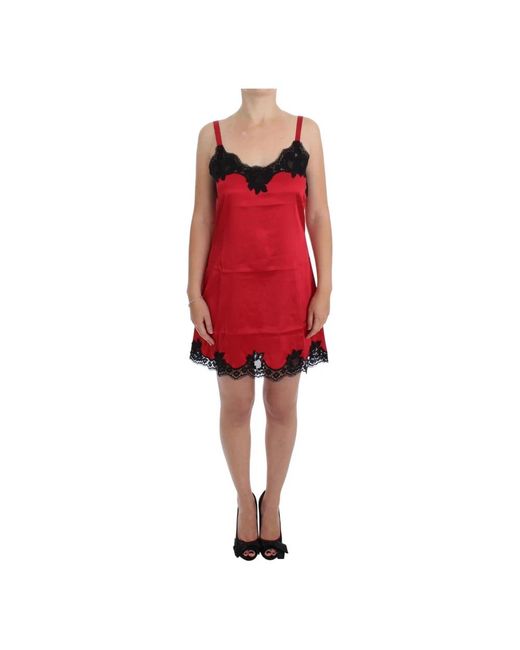 Red black silk lace dress lingerie di Dolce & Gabbana