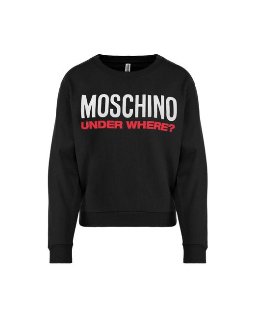 Moschino Black Baumwolle schwarzer rundhalsausschnitt logo sweatshirt