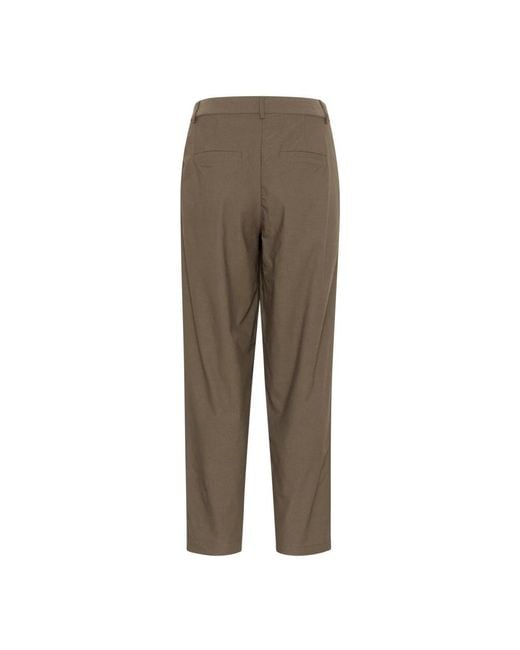 Cream Brown Tapered Trousers