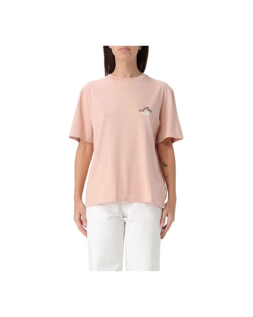 Autry Pink Besticktes Kurzarm-T-Shirt