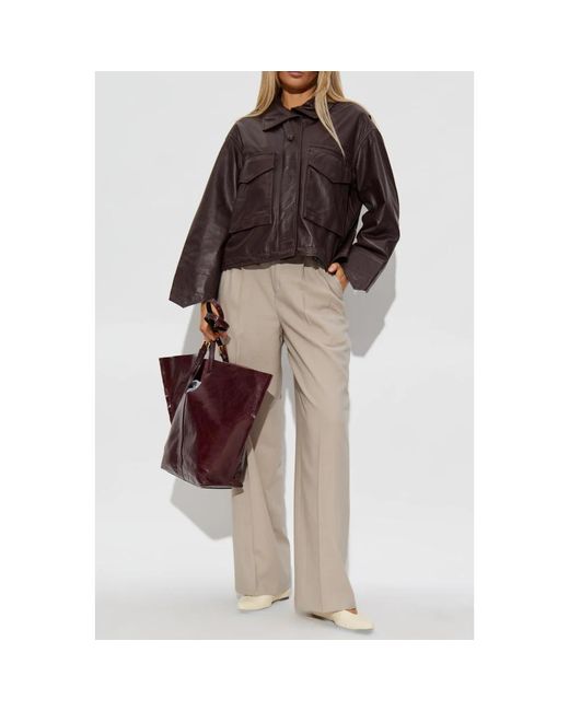 AllSaints Jassen ,Rood ,Leer Leren Jas Clay in het Brown