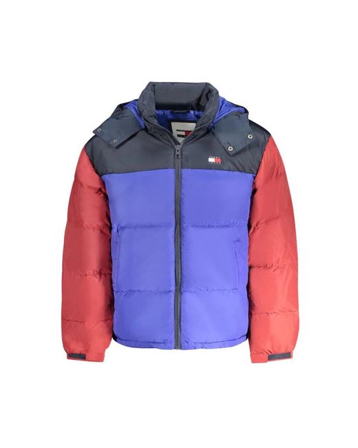 Tommy Hilfiger Jassen ,Veelkleurig ,Polyester Blauwe Herenjas Met Capuchon in het Blue voor heren