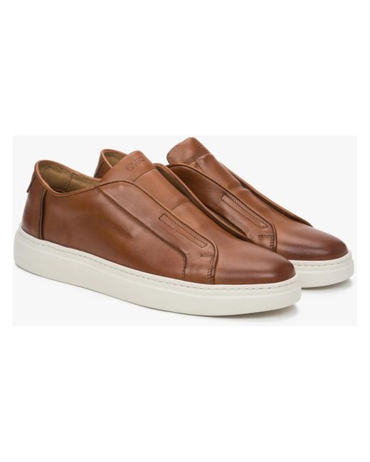 ESTRO Brown Flat Shoes for men