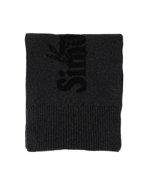 Simone Rocha Accessoires ,Zwart ,Wol Zwart Wol Logo Sjaal Merino in het Black