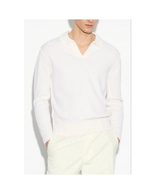 Paolo Pecora White V-Neck Knitwear for men