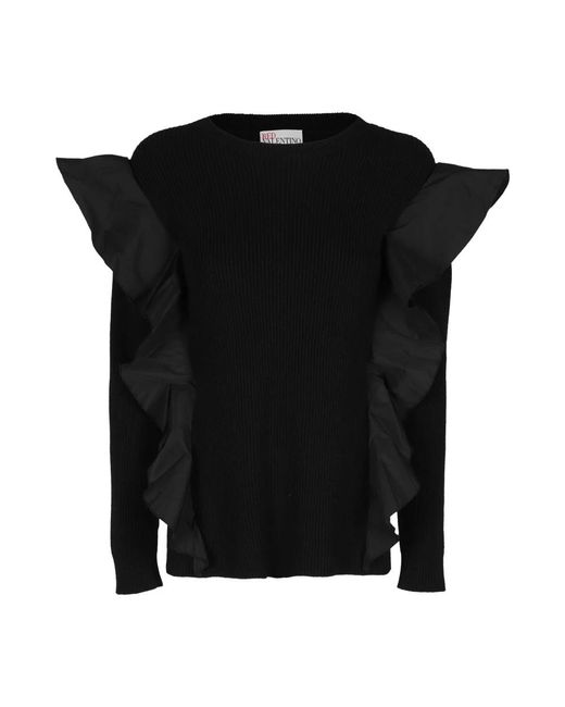 RED Valentino Black Round-Neck Knitwear
