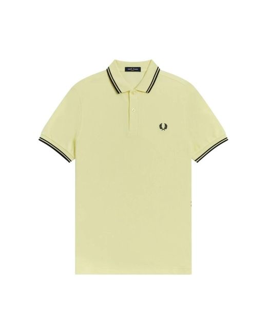 Fred Perry Tops ,Geel ,Katoen Slim Fit Twin Tipped Polo in het Yellow voor heren