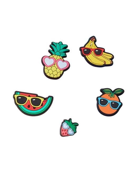 CROCSTM Accessoires ,Veelkleurig ,Jibbitz Cute Fruit With Sunnies 5-Pack in het Green