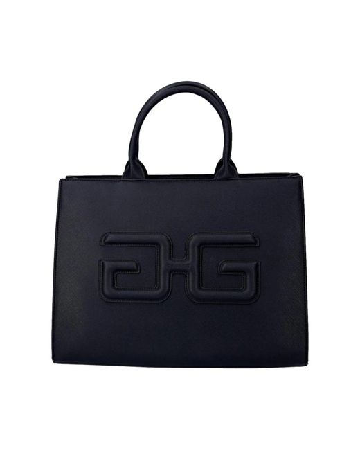 Gaelle Paris Blue Schwarze synthetische shopper tasche mit double g patch