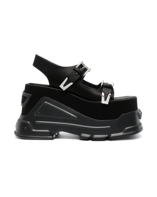 Sandales à talon compensé Versace en coloris Noir | Lyst