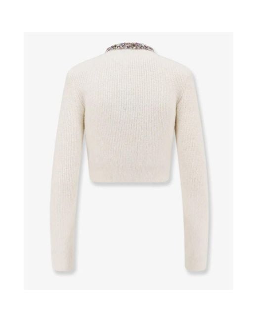 Self-Portrait Alpaca Cardigan Met Strass in het White