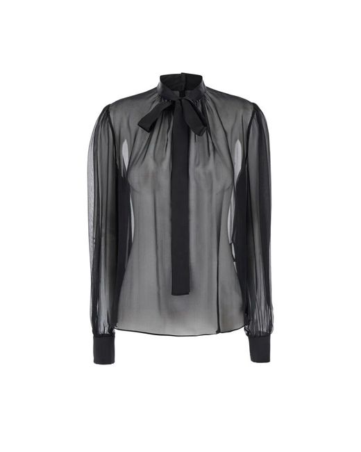 Dolce & Gabbana Black Schwarze seidenbluse mit schleife