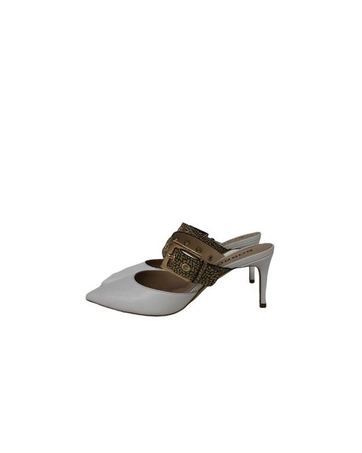 Borbonese White Heeled Mules
