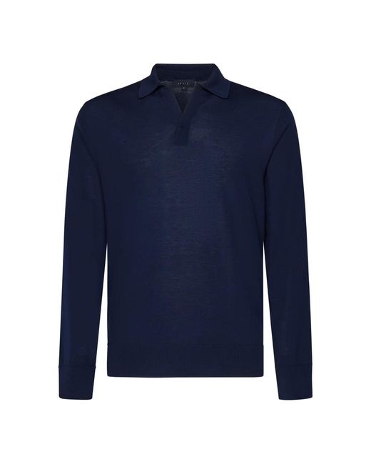 Sease Blauer v-ausschnitt woll-polo-pullover in Blue für Herren