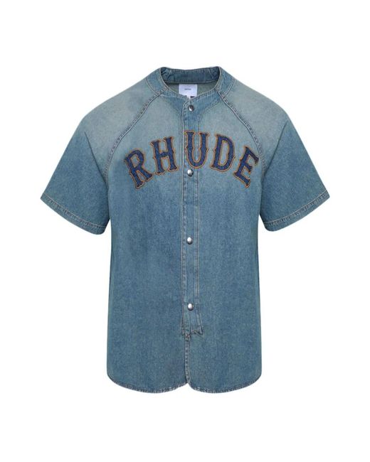 Rhude Blue Short Sleeve Shirts for men