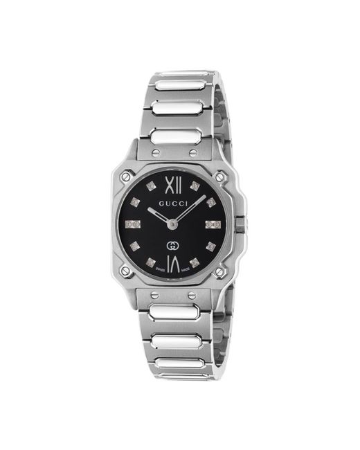 Gucci Accessoires ,Zwart ,G-Flat Watch in het Metallic